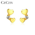 CZCITY Sterling Silver 925 Womens Earrings Fashionable Jewelry Girl Heart Shaped Stud Earring