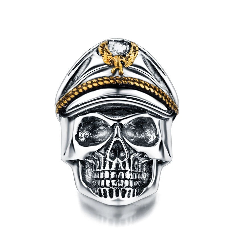 Wholesale Vintage Stainless Steel Punk Eagle Skull Finger Ring for Men
