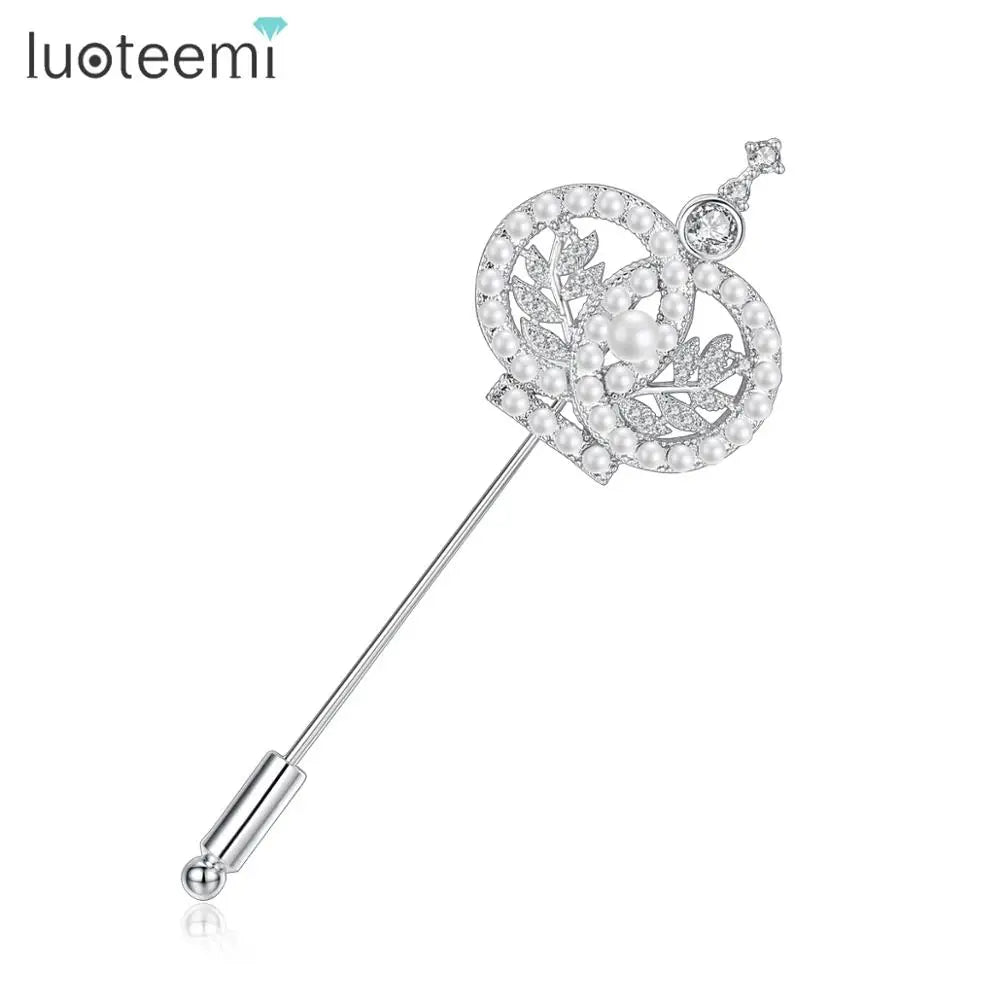 LUOTEEMI Rhinestone Lapel Pin Woman Cubic Zirconia Jewelry New Fashion Cubic Zirconia Brooch Pins