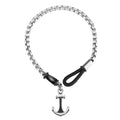 Europe New Fashion Jewelry Wholesale PVD Black Blue Plated Stainless Steel Box Chain Link Anchor Charm Bracelet for Men