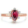 LAMOON Fashion 925 Sterling Silver Ring Garnet Gemstones Ring for Women 18K Rose Gold Plated Wedding Band Fine Jewelry