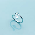100% Real Solid 925 Sterling Silver Music Symbol Shape Rings for Women Personality Lovely Open Adjustable Rings