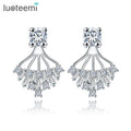 LUOTEEMI New Sparkling 3A Cubic Zirconia Ear Jackets Stud Earrings for Women Double Sided Bijoux Jewelry Wholesale