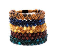 Factory Make Customize Logo Natural Stone a Grade Quality Tiger Eye Jewelry Braided Friendship  Bracelet Adjustable