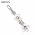 LUOTEEMI Fashion European Design Natural Pearls Flower Wedding Hair Accessories for Women Luxury CZ Bridal Hair Clips