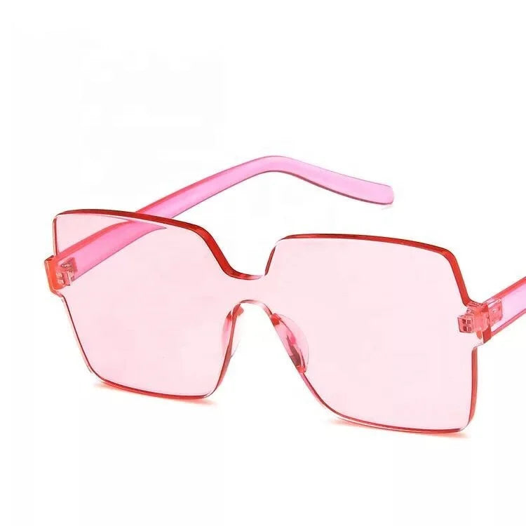 Rimless Frame Transparent Color Oversize PC Frame PC Lenses Fashion Sunglasses 2019