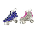 Bohemian Fashion Children's Rhinestone 3D Roller Skates Skateboard Ice Skate Pendant Charm Necklace Jewelry