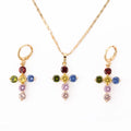 HD Jewelry Hot Sale Fashion Design Zirconia Colorful or White Stone Earrings Pendant Jewelry Sets for Women