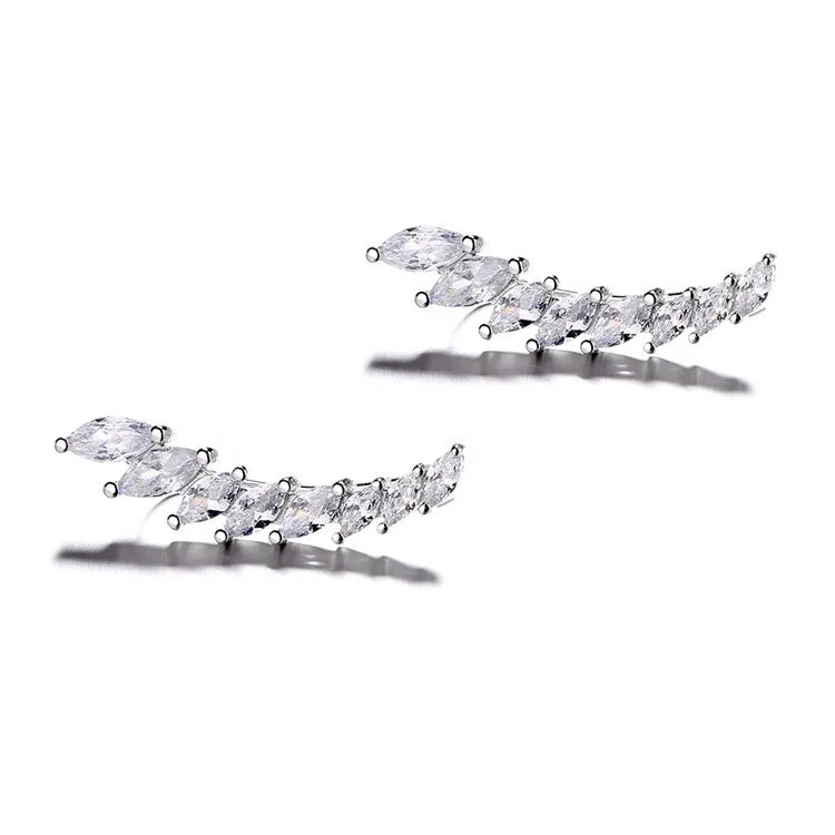 Fine Jewelry 925 Sterling Silver Ear Clip Cz Earrings