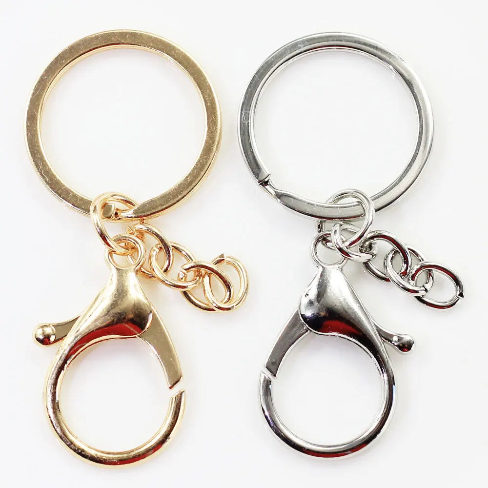 100pcs Round Split Keychains Jewelry Findings  Components Gold Plated Lobster Clasp Keyring Making Supplies