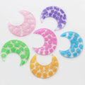 Cute Resin Moon With Colorful Dots Flatback Cabochons for DIY Slime  Charms Part Decor