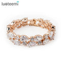 LUOTEEMI 18K Chamoange Gold Plated Diamond Bangle White a AA Zircon Diamond Mona Lisa Gold Diamond Bracelet