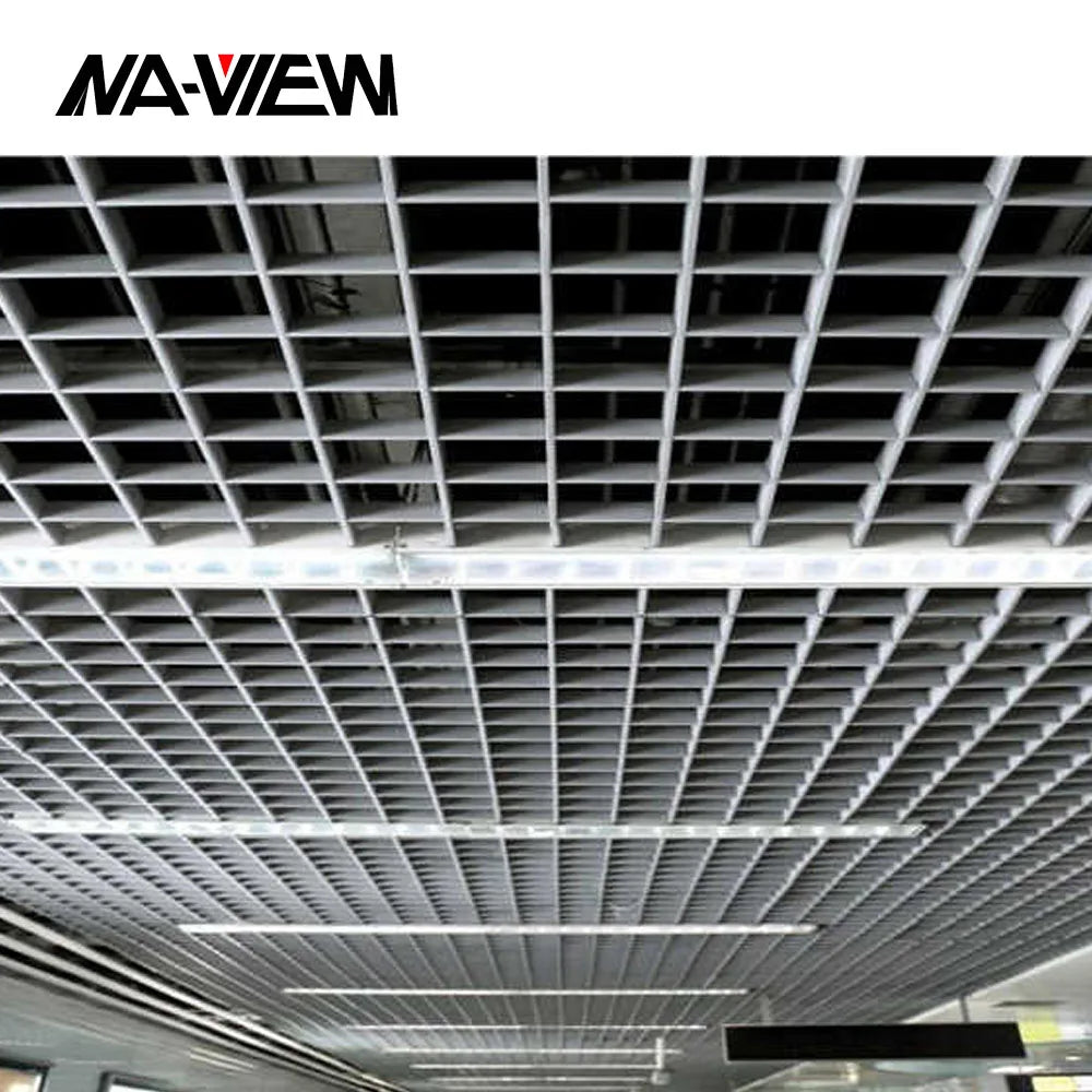 Modern Design 3D Aluminum Perforated Artistic Ceiling Grid Strip Tile System Hotels Fireproof Heat Insulation Ceiling