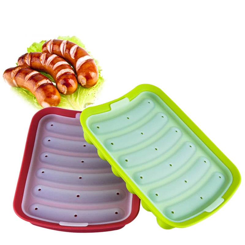 Hot Sale Food Grade Silicone Hot Dog Sausage Maker Mold Heat Resistant Rectangle Shape