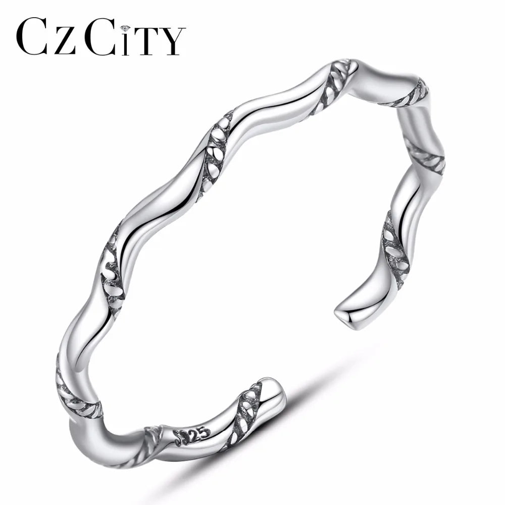 CZCITY New Fashion Silver Hand Band Fashionable 925 Engagement Sterling Handmade Boy Stylish Men Ring