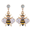 Korean Fashion Rhinestone Bumble Bee Dangle Earrings Women