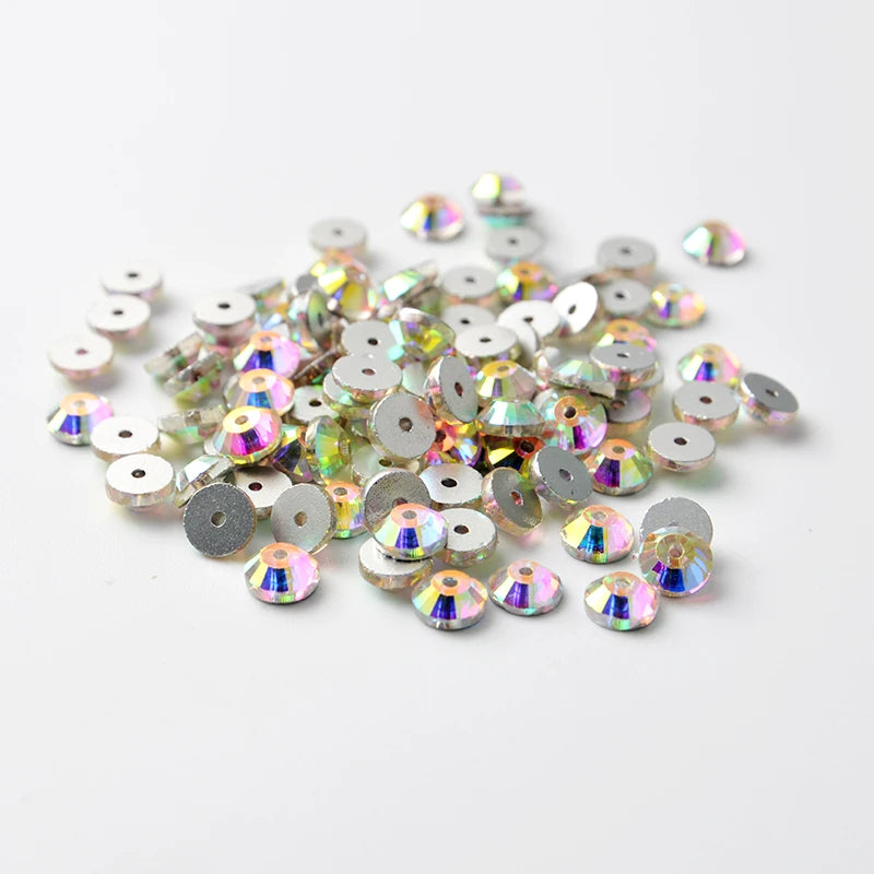 Wholesale 3mm 4mm Flat Back Rhinestone Round Shape Sew on Crystals Lochrose Sequins Crystal for Weeding Dress