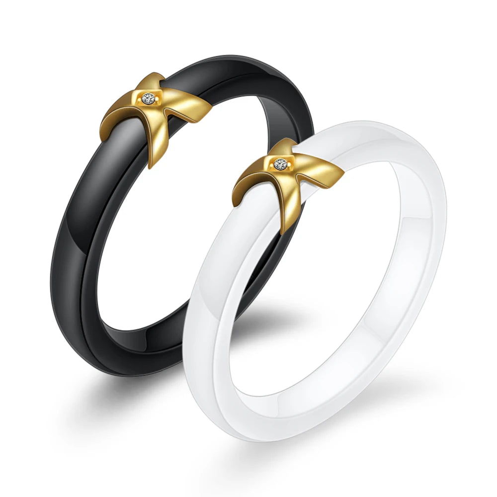 Zhongzhe Jewelry Ceramic Rings Fashion Gold Jewelry Women 4mm Ceramic Rings for Women Wedding Ring Gift