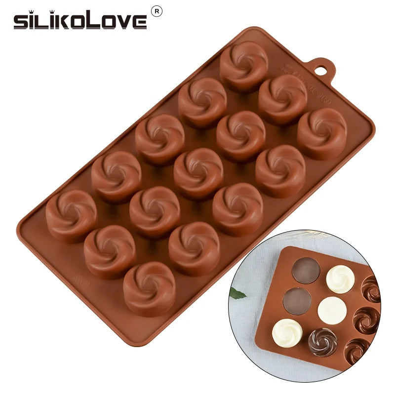 Online China Shop 15 Mini Swirl Silicone Chocolate Moulds for Kitchen Baking Tools