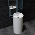 Elegant Hot Sales Freestanding Artificial Stone Bathroom Wash Basin Solid Surface Pedestal Sink Shampoo Sinks Modern Round