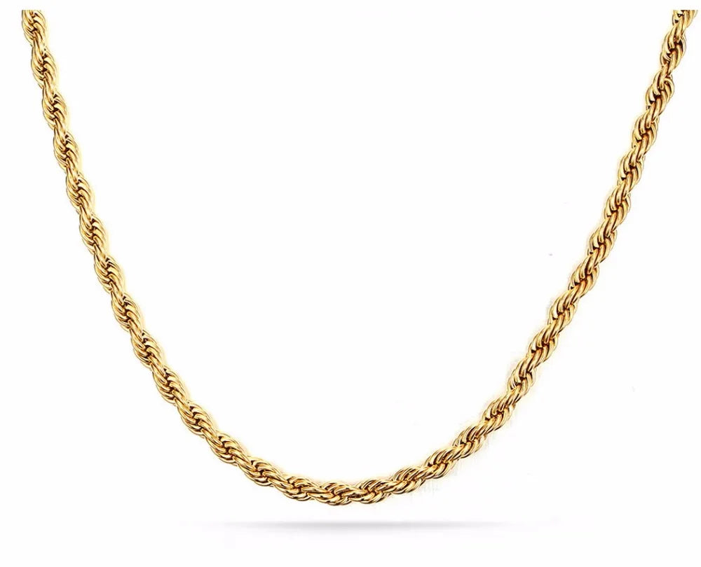 2.5mm Diameter Black Gold Rose Plated Best Stainless Steel Mens Womens Necklace Twist Rope Chain
