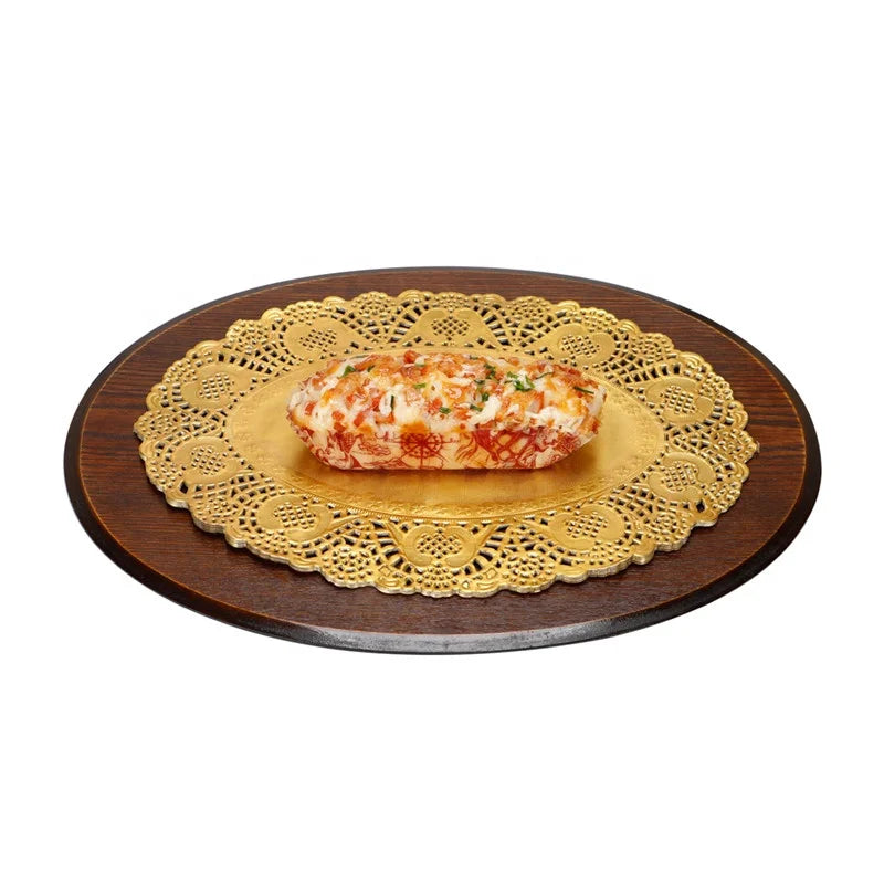 Classical Wholesale Premium Hot Sell 14 Inch Noble Oval Gold Eco-Friendly American Style Foil Lace Paper Doilies