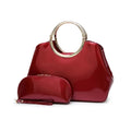 Wholesale Tote Bag Trendy High Class Glossy PU Leather 2 Piece Handbag Set Custom Dual Layer Zipper Satchel for Women