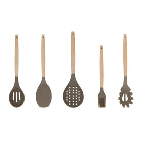 Kitchen Accessories Home and Kitchen Gadgets Hot Selling in America Professional Silicon Kitchen Utensils with Wood Handle Set
