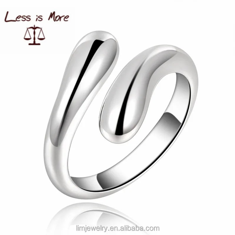 925 Sterling Silver Plated Open Ring Simple Band Adjustable Classic Style Wholesale Jewelry Made of Alloy Fashion Rings