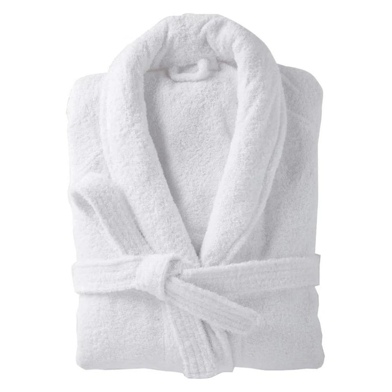 Custom Logo Luxury Plus Size Shawl Collar White 100% Cotton Home & Hotel Terry Bath Robe