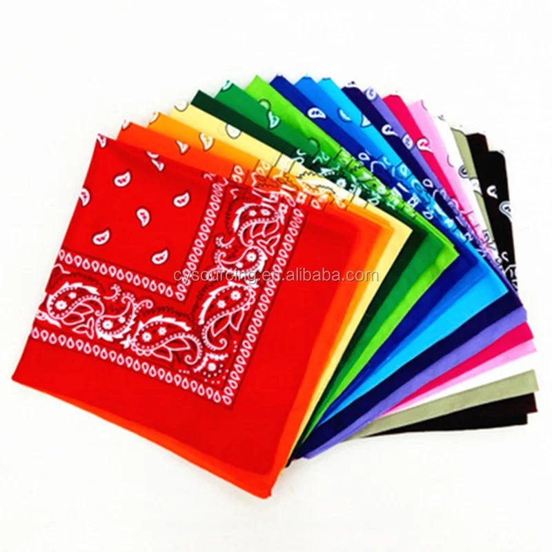 Wholesale Stock Cheap Customized Fashion Ethnic Hip Hop 100% Cotton Multifunctional Square Bandana with Low MOQ