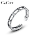 CZCITY Wholesale Fashion New Design Sterling Silver Jewelry Open Punk Fascinating Rings Women Vintage CZ  Ring Daily Wear Ring
