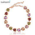 LUOTEMMI Wholesale New Arrival 18K Rose Gold Plated Luxury Tops Fashion Female Wedding Jewelry Multi Zircon Women Bracelets