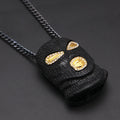 Terrorist Head Model Pendant Paved Black Rhinestone Cool Pendant Necklace Punk Hiphop Man Jewelry 5mm Chain