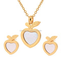 Fashion Trendy Stainless Steel Earrings Necklace Set Gold Africa Lovely Apple Jewelry Sets for Women Girls