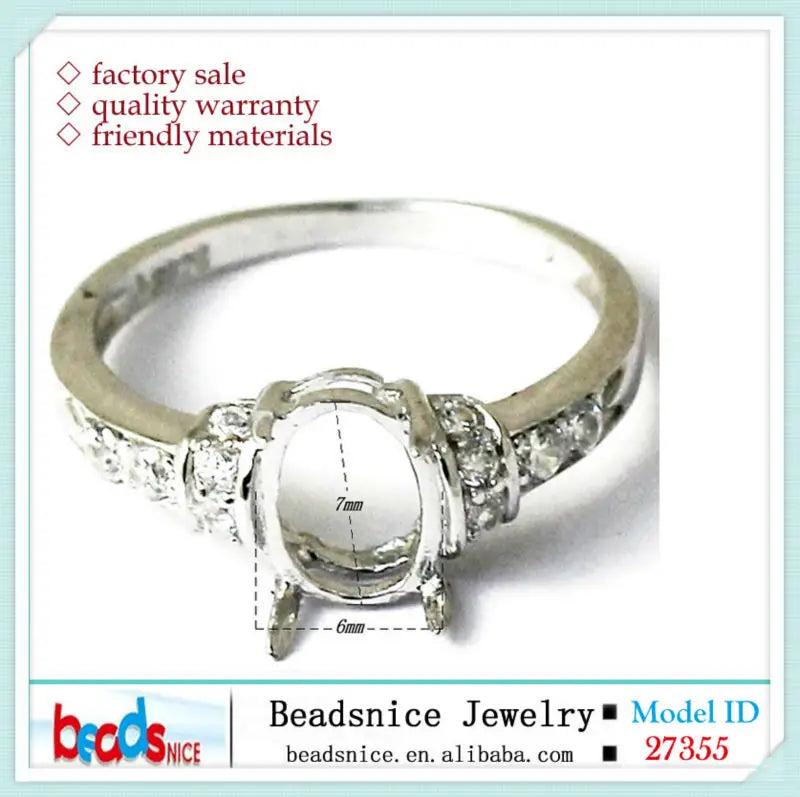 Beadsnice ID 27355 925 Sterling Silver  Ring Setting Fit 7x5mm Oval Jewelry