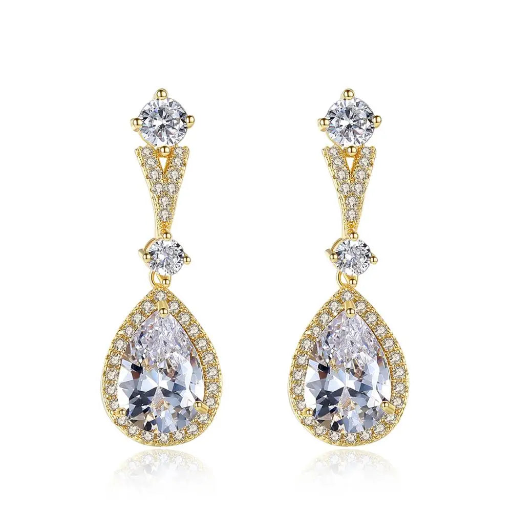 LUOTEEMI Latest Design Fashion Waterdrop CZ Drop Earrings Luxury Cubic Zirconia Women Earings