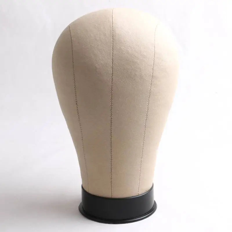 21-25 Inch Beige Wig Display Styling Mannequin Head Block with Mount Hole Cork inside Canvas Stand for Wig Displays