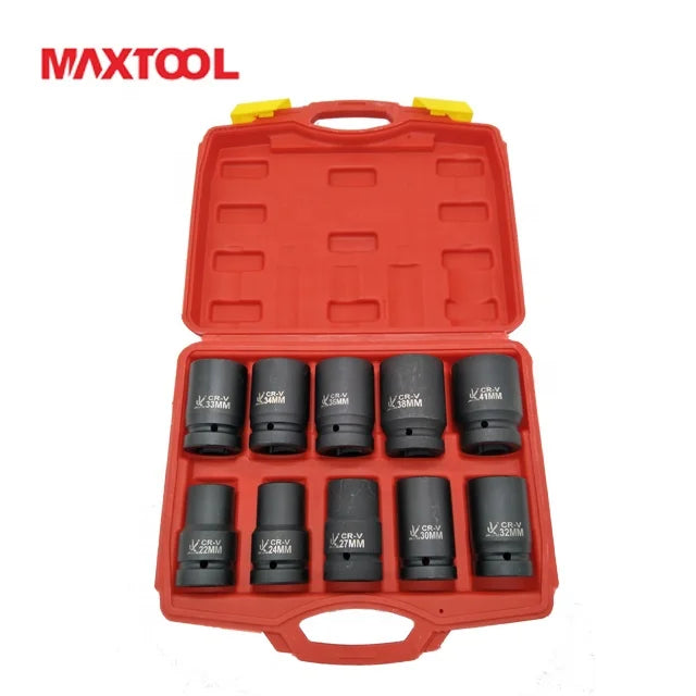 MaxTool 3/4 Inch CR-MO Steel Impact Socket Set 10pcs with Case OEM Customizable Packaging 1 Year Warranty
