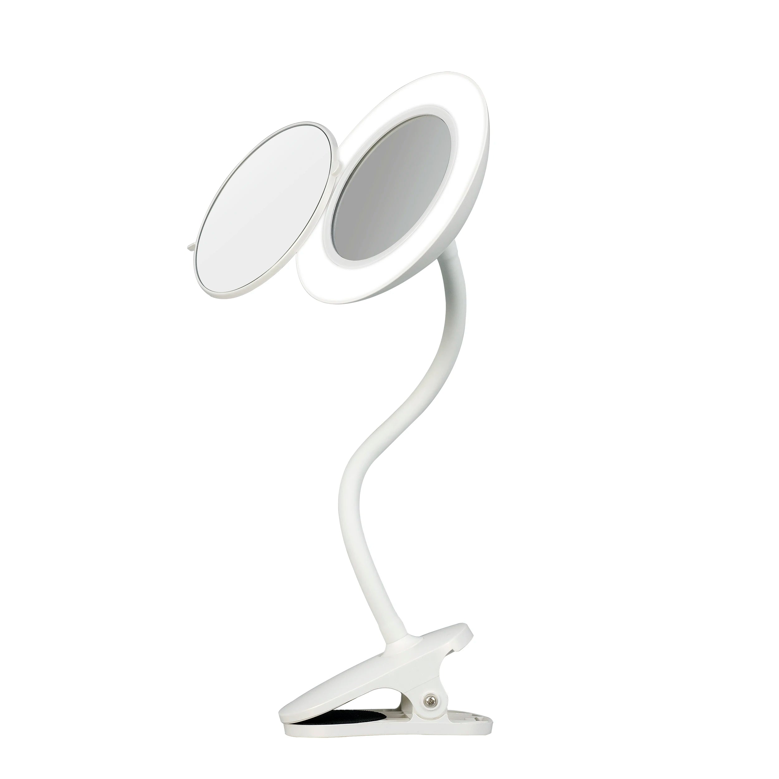 Miroir USB Rechargeable Flexible Gooseneck Clip on Led Illuminated Cosmetic Makeup Mirror 5X Magnified
