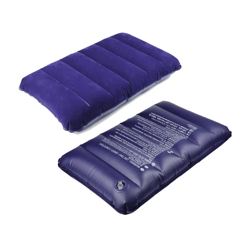 Wholesale Prompt Outdoor Recreation Portable PVC Inflatable Square Flocking Travel Pillow