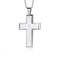 Fashion Men Stainless Steel Holy Bible Cross Pendant Necklace