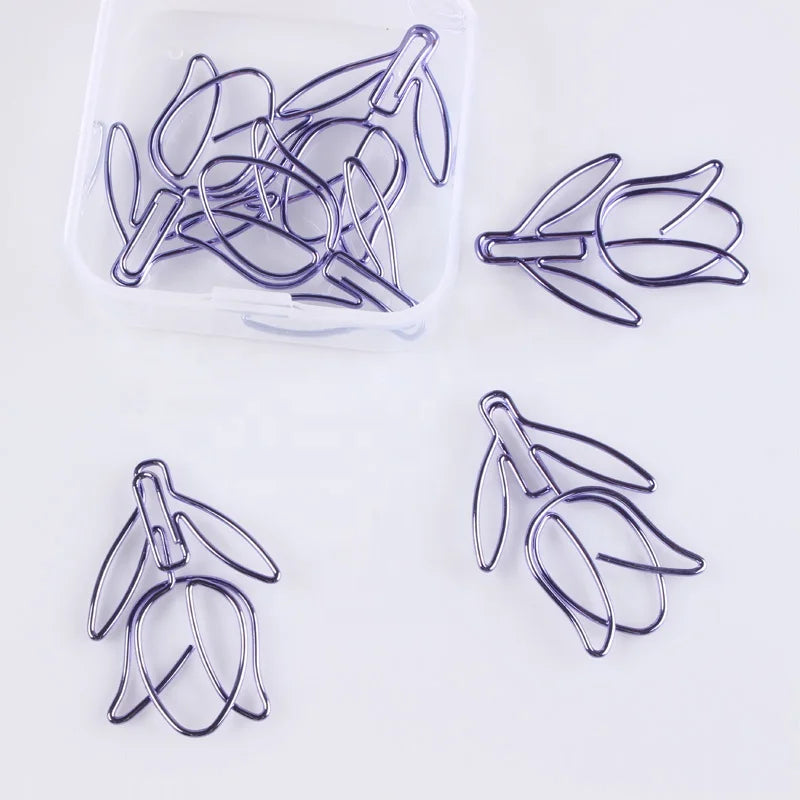 Stargood Verified Gold Supplier OEM Stationery Gifts Decoration Bookmark Custom Paperclips Flower Shape Tulip Paper Clips