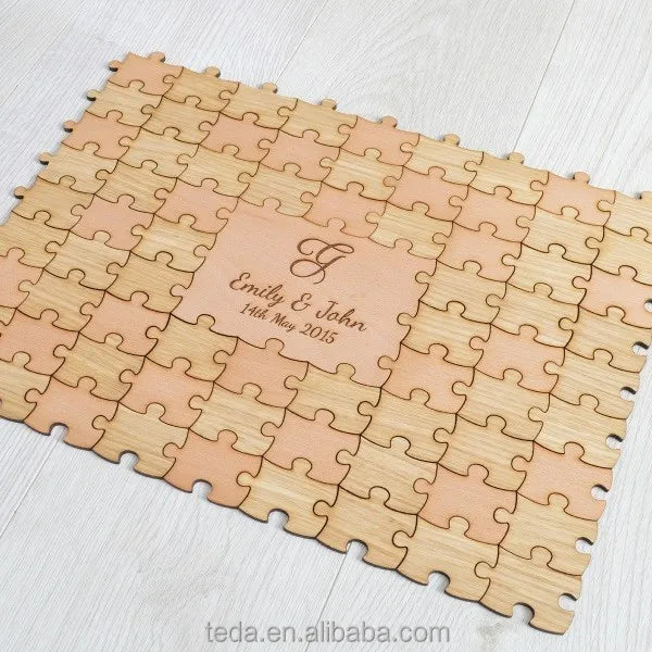 Wood Puzzle Pieces Wedding Guest Book Rustic and Fun Ideas. Wedding Rustic Guest Books Wood Big Puzzle Pieces