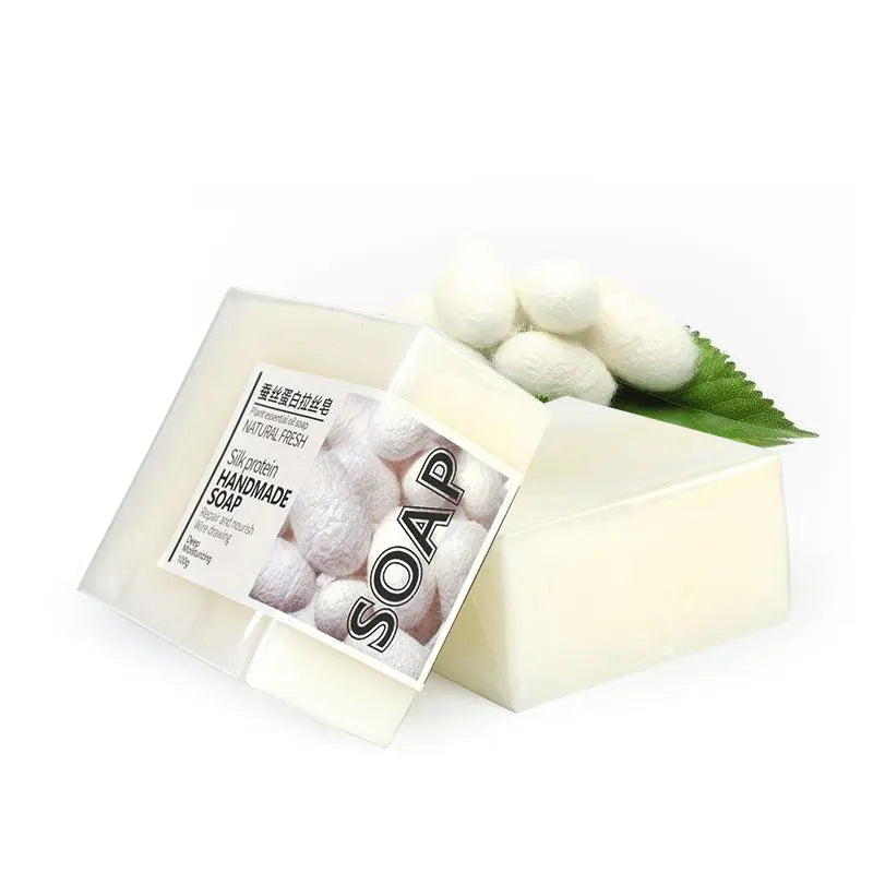 Customized Organic Silk Soap Brightening Sea Salt Exfoliating Anti-mite Deep Cleansing Silk Cocoon Whitening Goat Milk Soap