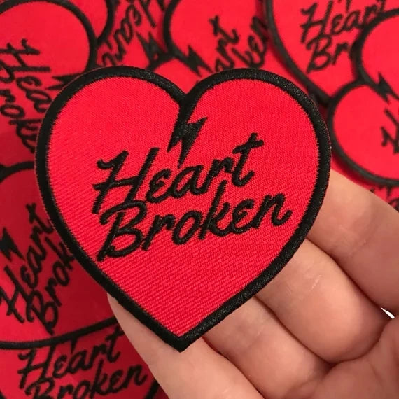 Custom Pictures of Red Broken Hearts Embroidered Patches Embroidery Designs Motif