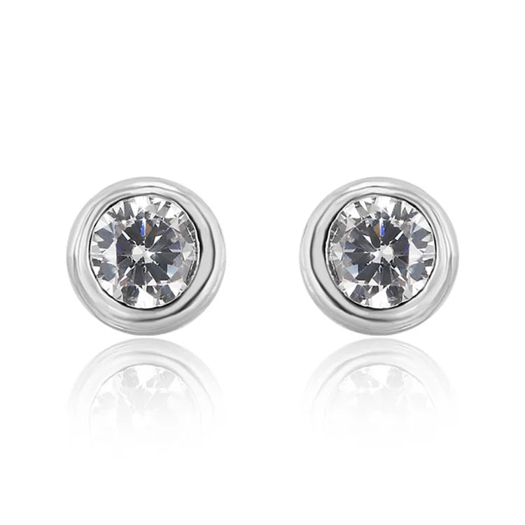 POLIVA Stunning Flame 18K Gold Plated 925 Sterling Silver Brilliant Cut Round Cubic Zirconia Stud Earring
