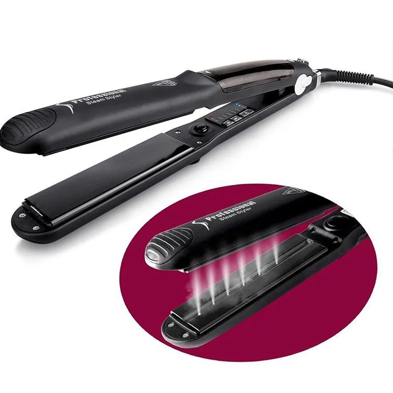 Salon Professional Keratin Treatment Ceramic Flat Iron Steam Hair Straightener for Home Hotel Use LED Display Electric Power