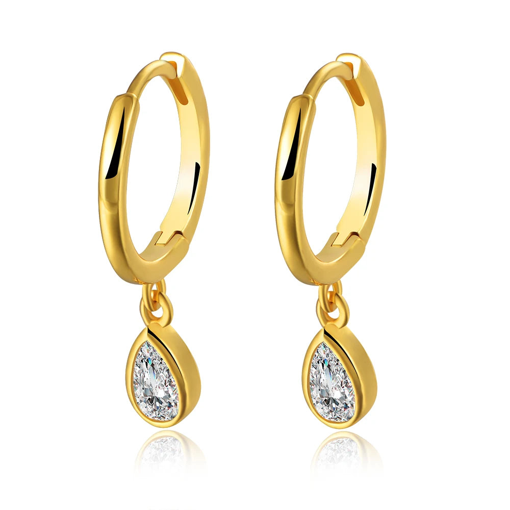 Plated Small Zircon Water Droplets Shaped Earrings Gold Hot Peishang 925 Ster Silver 14K 925 Sterling Silver Jewelry Drop GTC