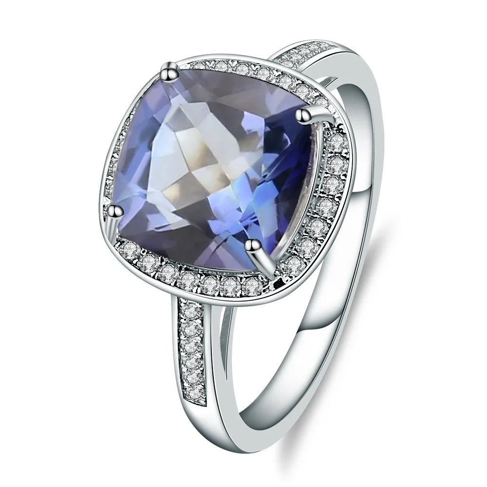 Abiding Jewelry Wholesale 925 Sterling Silver Mystic Quartz Gemstone Jewelry Rings for Wedding